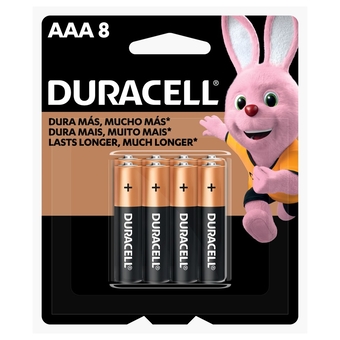 Pilha Alcalina Duracell AAA Palito 8 Unidades